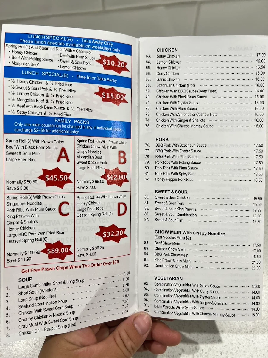 Menu, China Corner Restaurant