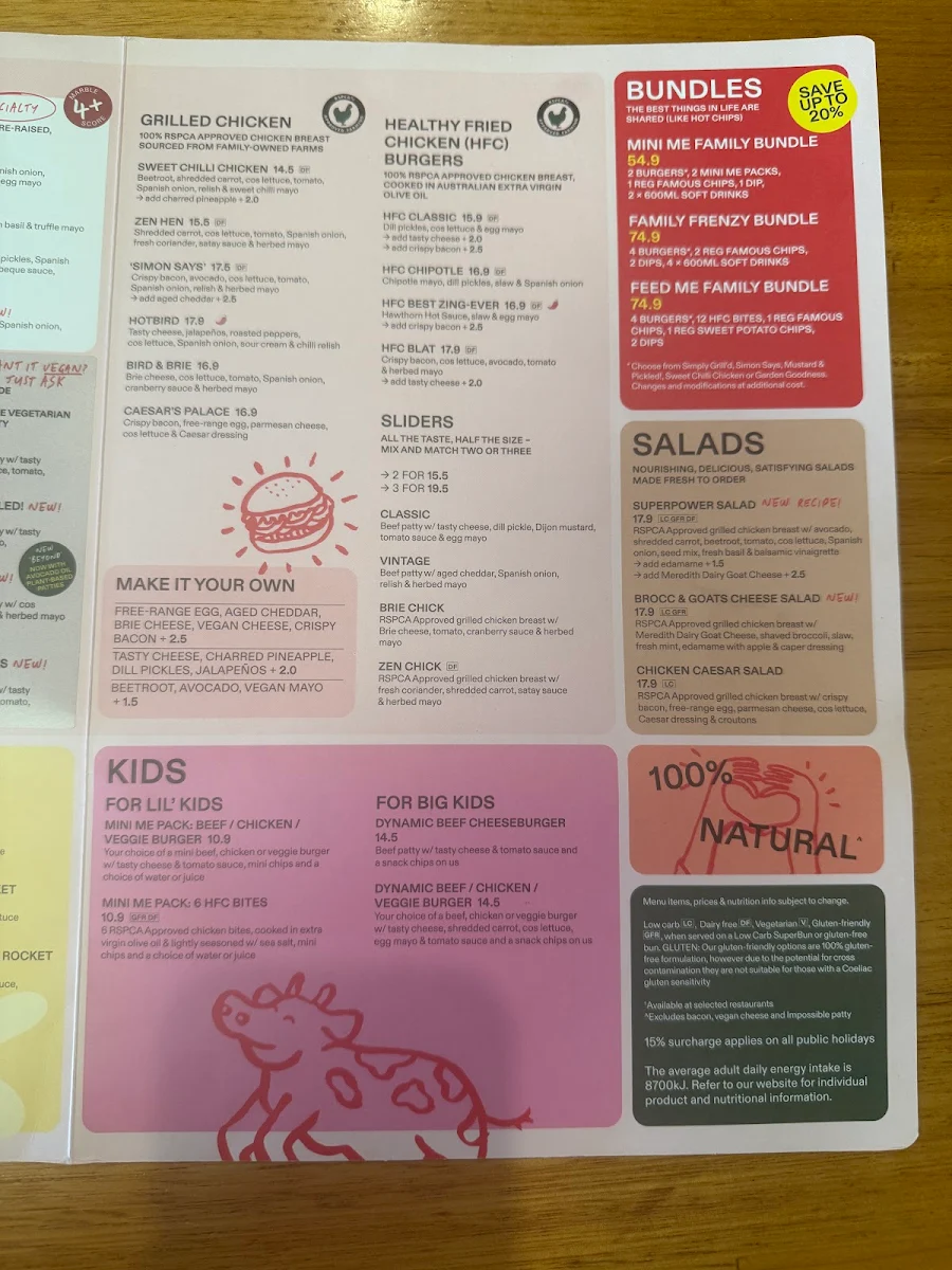 Menu, Grill'd Burgers - Mt Lawley