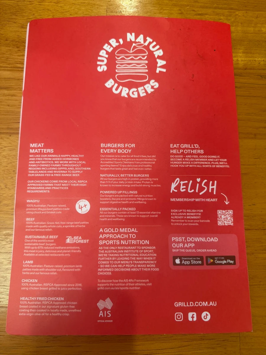 Menu, Grill'd Burgers - Mt Lawley