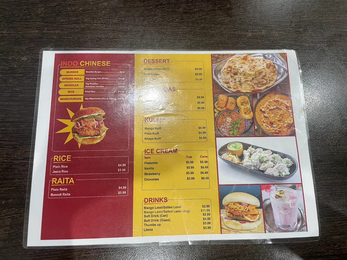 Menu, Sahib E Swad - Clayton