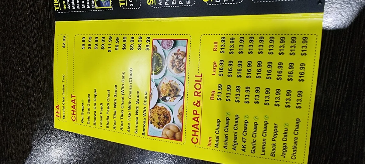 Menu, Sahib E Swad - Clayton
