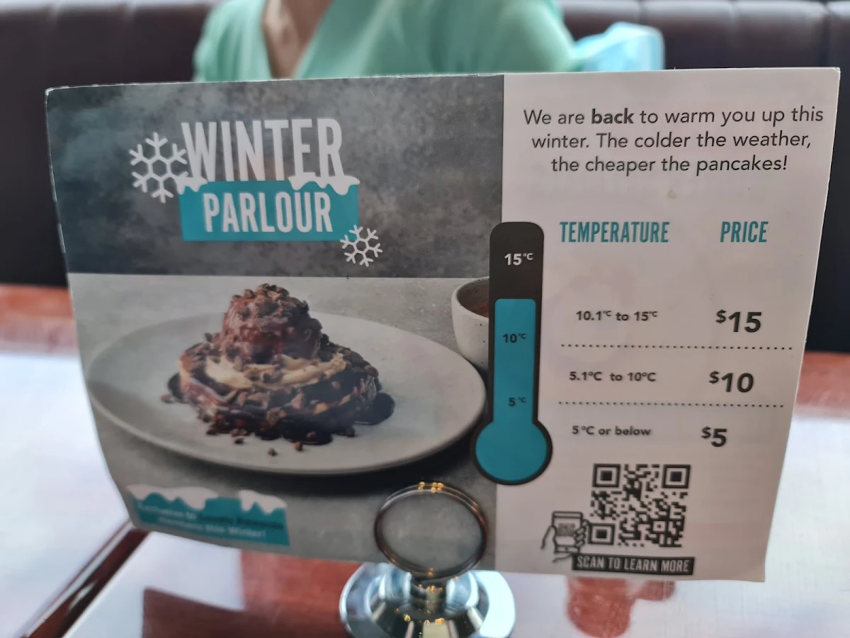 Menu, The Pancake Parlour Southland