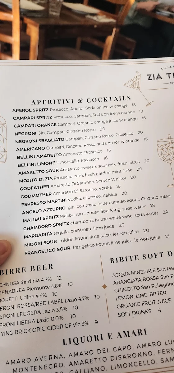 Menu, Zia Teresa