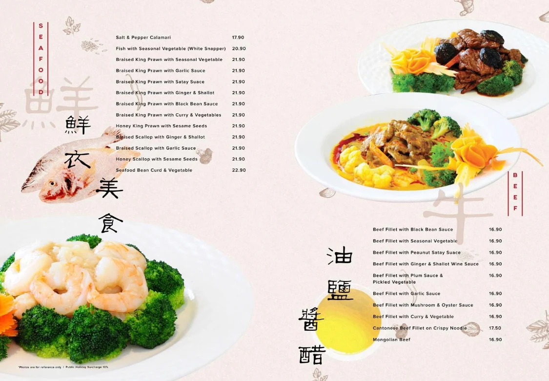 Menu, Fast Wok