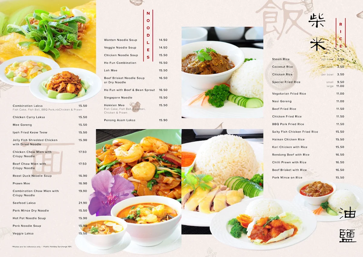 Menu, Fast Wok