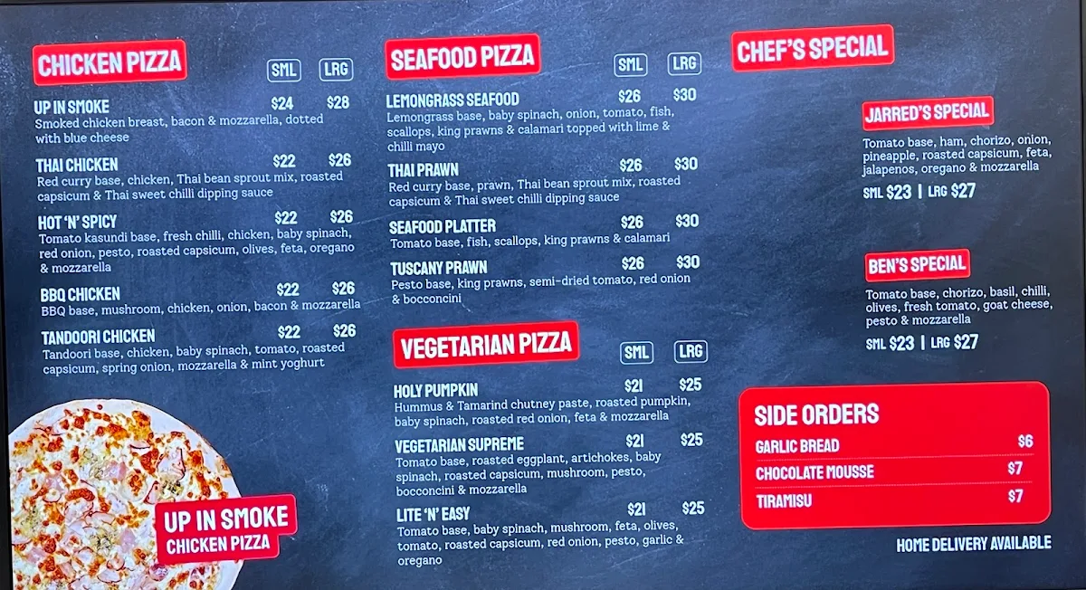 Menu, POSH Pizza