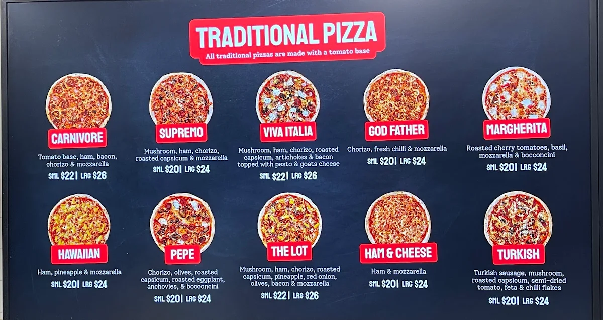 Menu, POSH Pizza