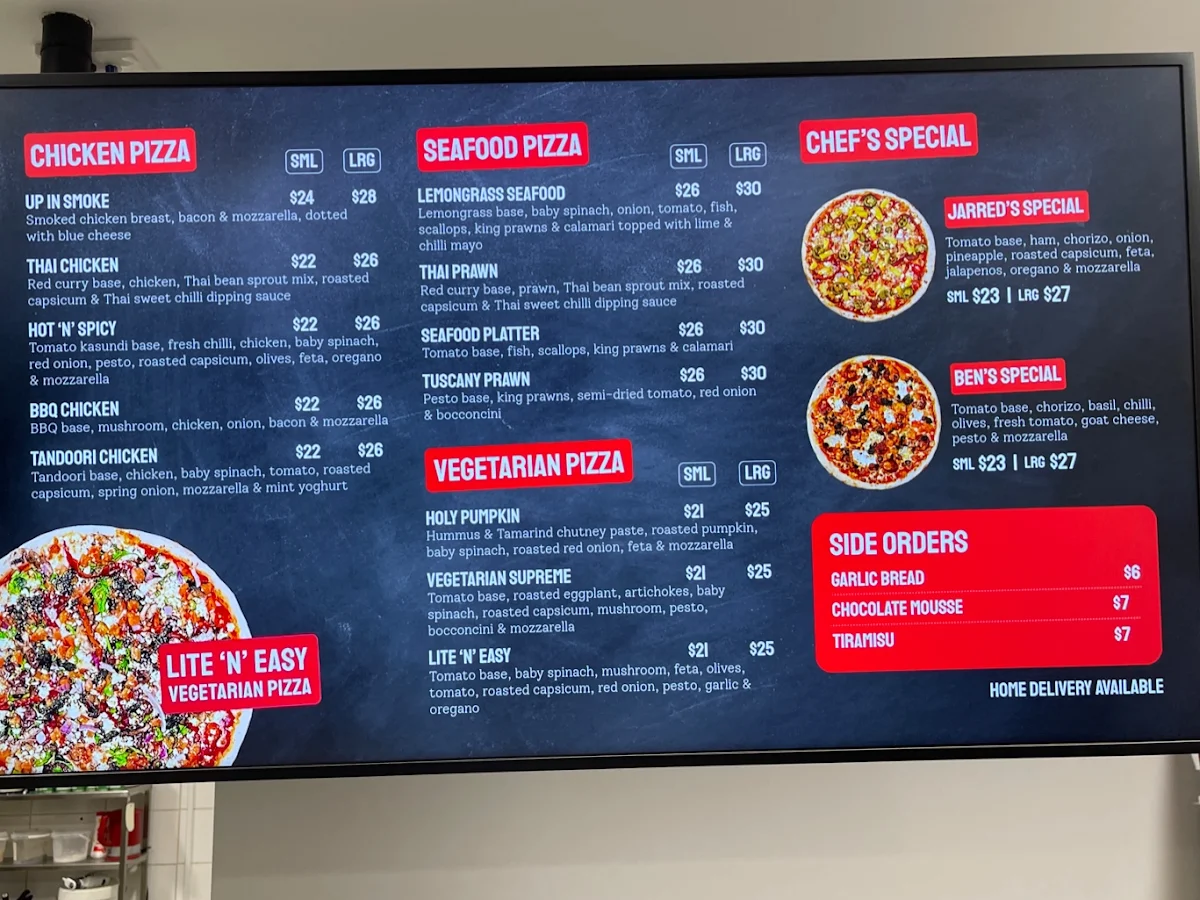 Menu, POSH Pizza