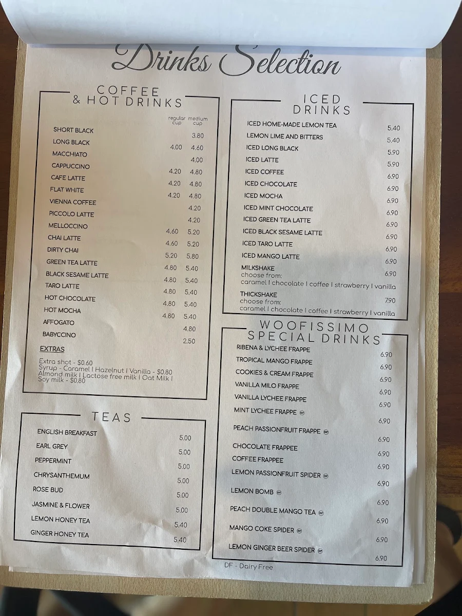 Menu, Woofissimo