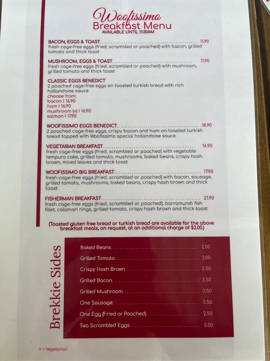 Menu, Woofissimo