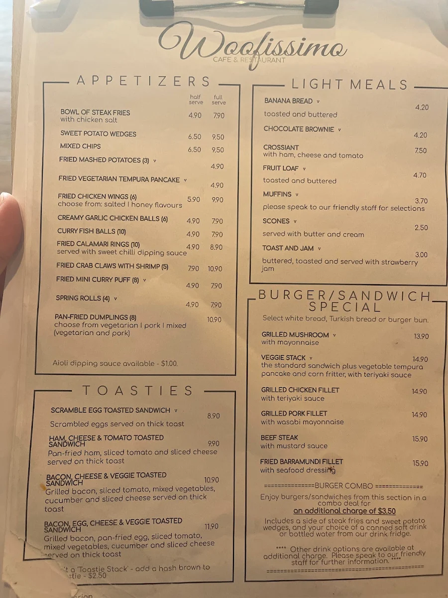Menu, Woofissimo