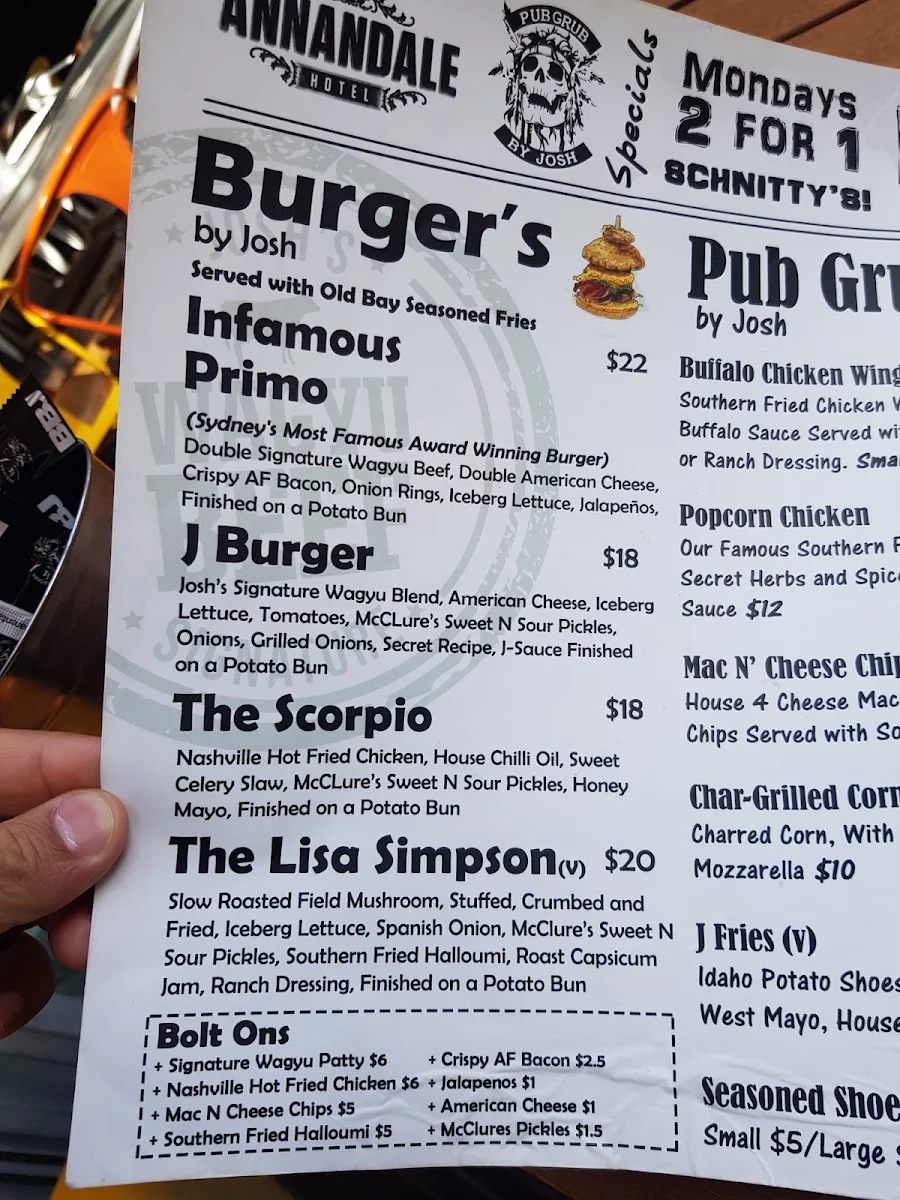 Menu, The Annandale Hotel