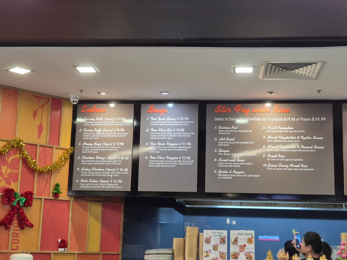 Menu, Thai Thyme