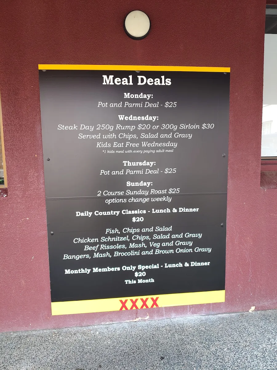 Menu, Hotel Metropole Proserpine