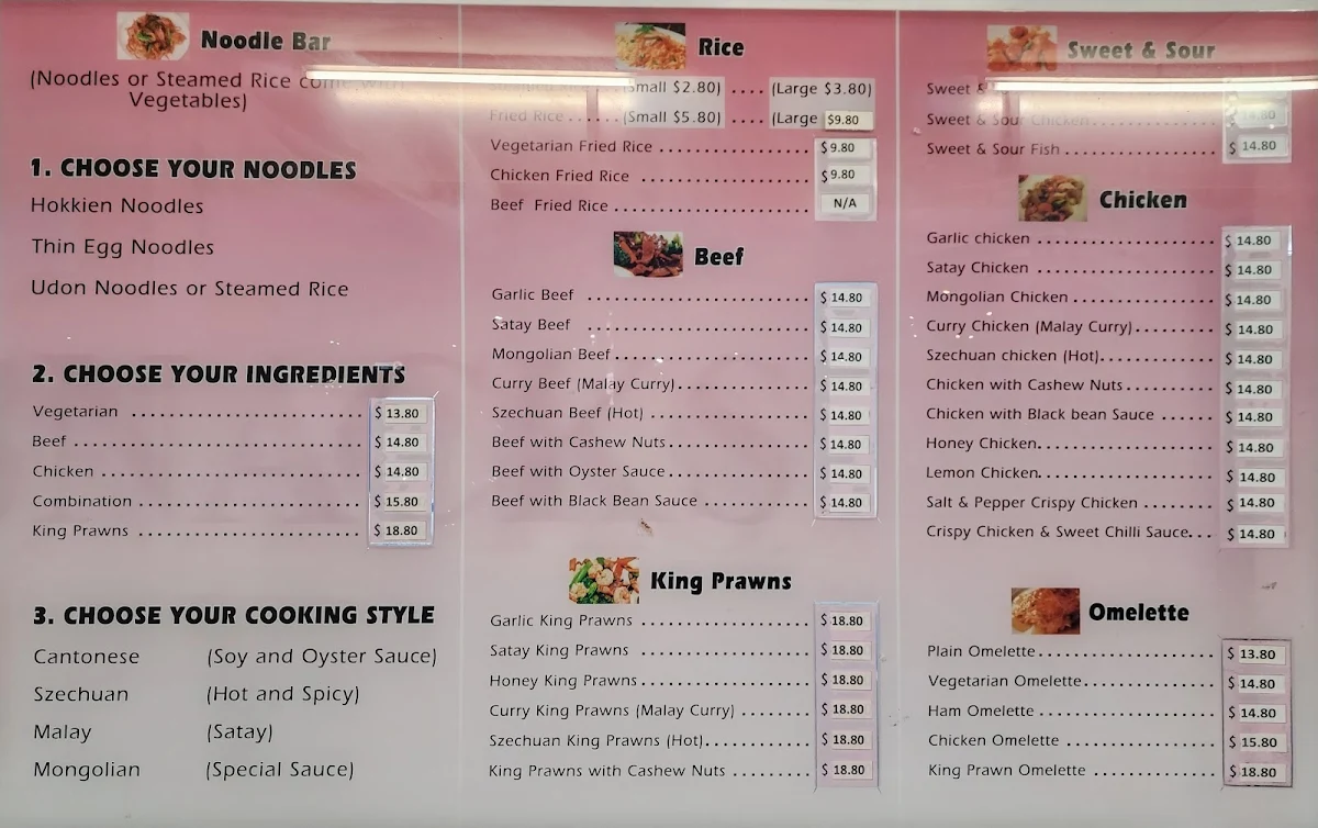 Menu, Super Snack Fish & Chips. Chinese & Noodle bar