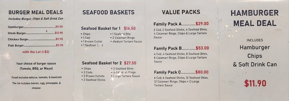 Menu, Super Snack Fish & Chips. Chinese & Noodle bar