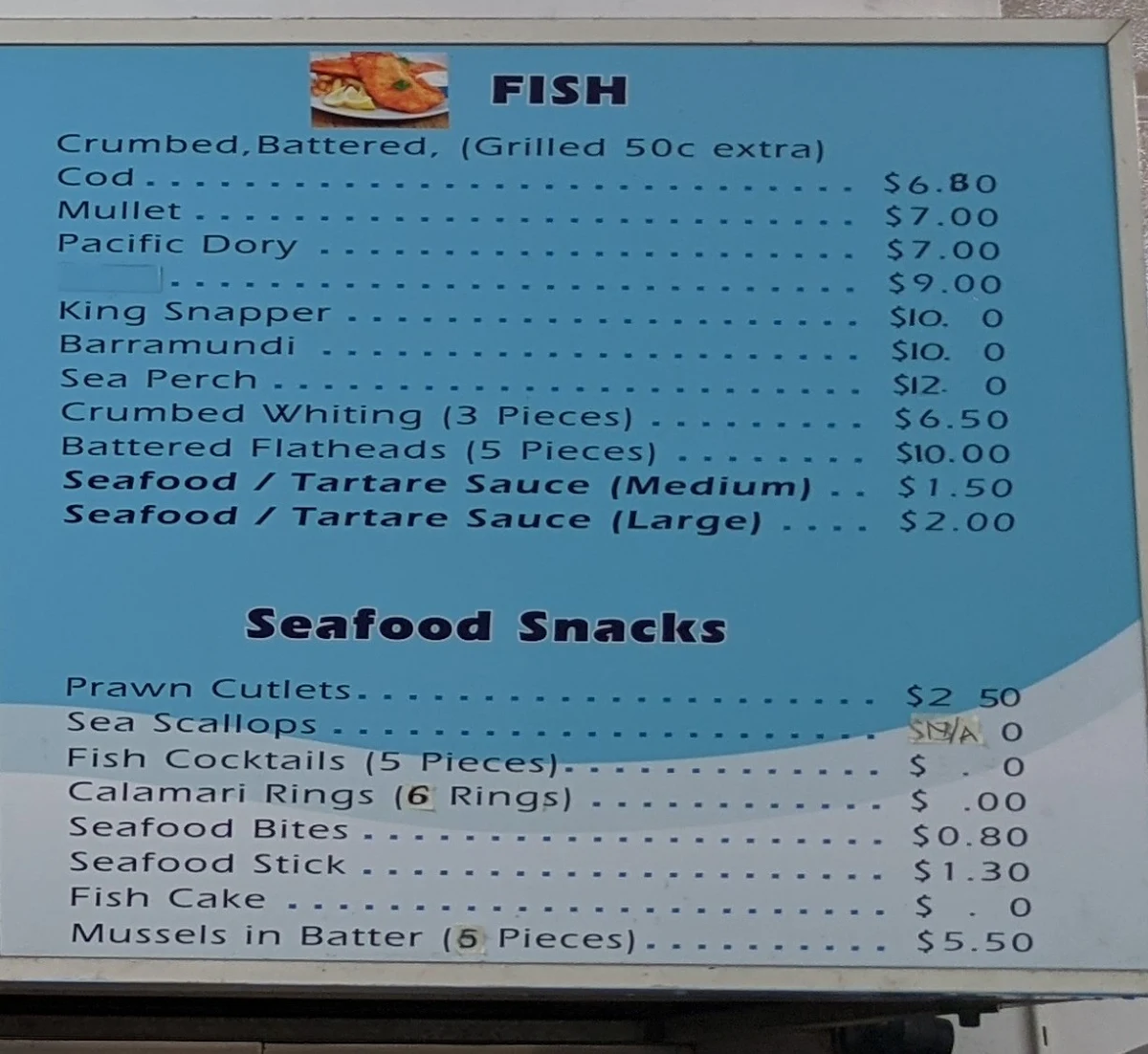 Menu, Super Snack Fish & Chips. Chinese & Noodle bar