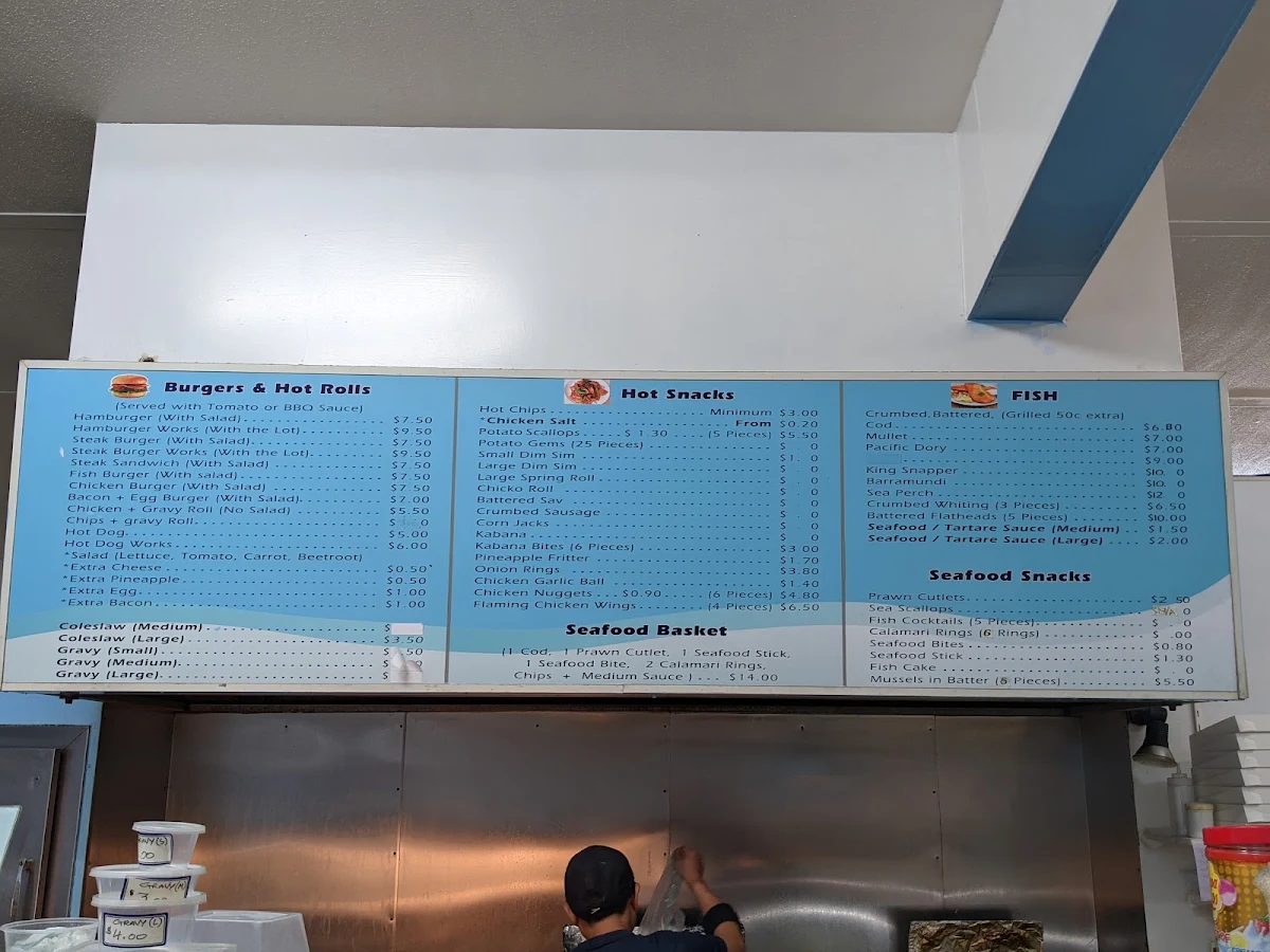 Menu, Super Snack Fish & Chips. Chinese & Noodle bar