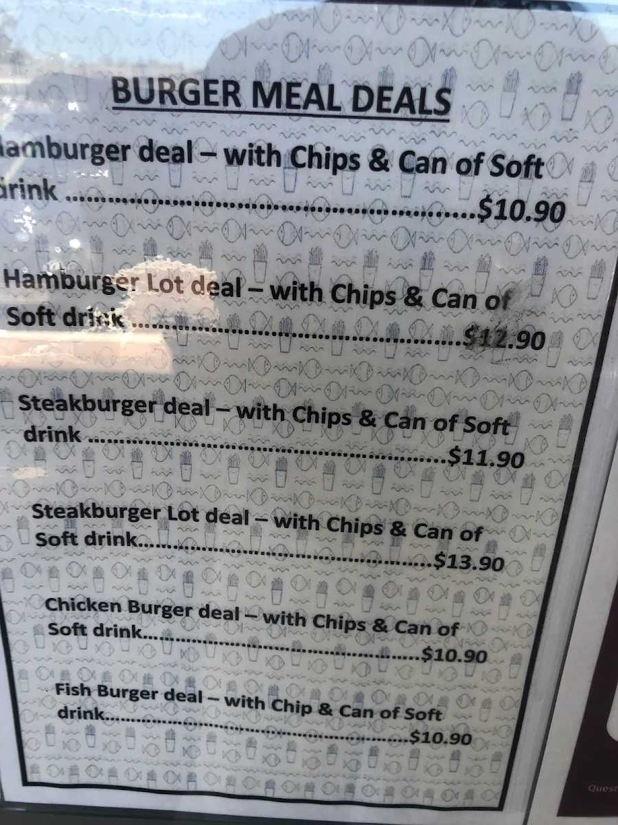 Menu, Super Snack Fish & Chips. Chinese & Noodle bar