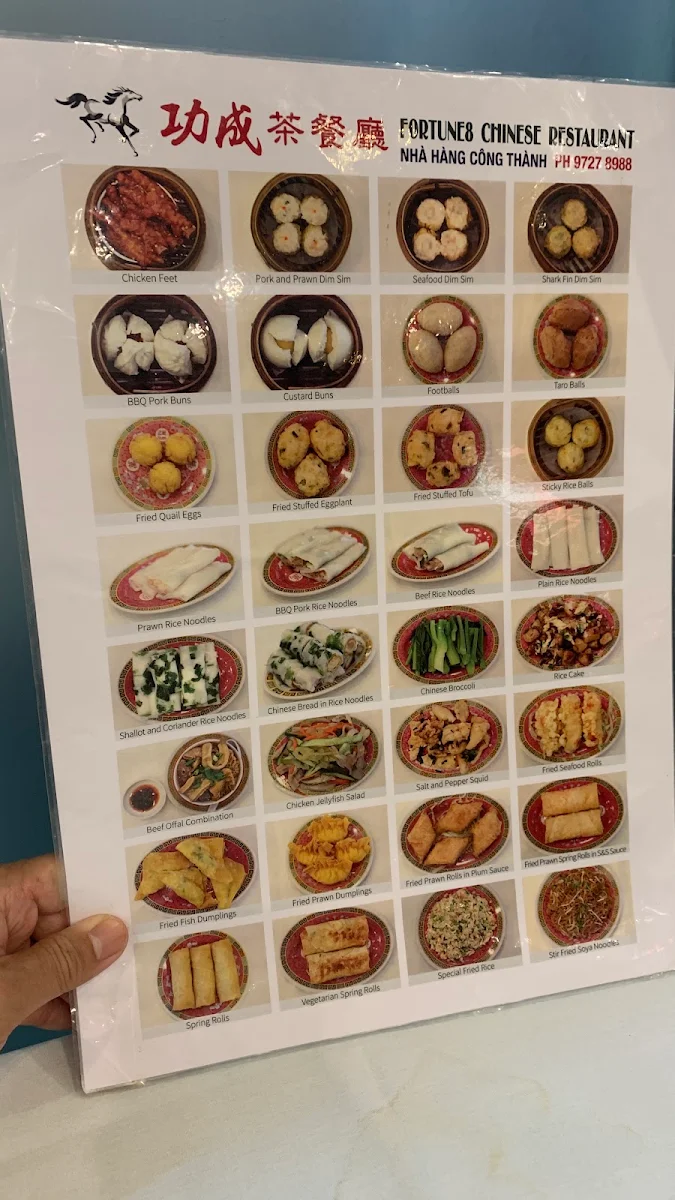 Menu, Fortune8 Chinese Restaurant