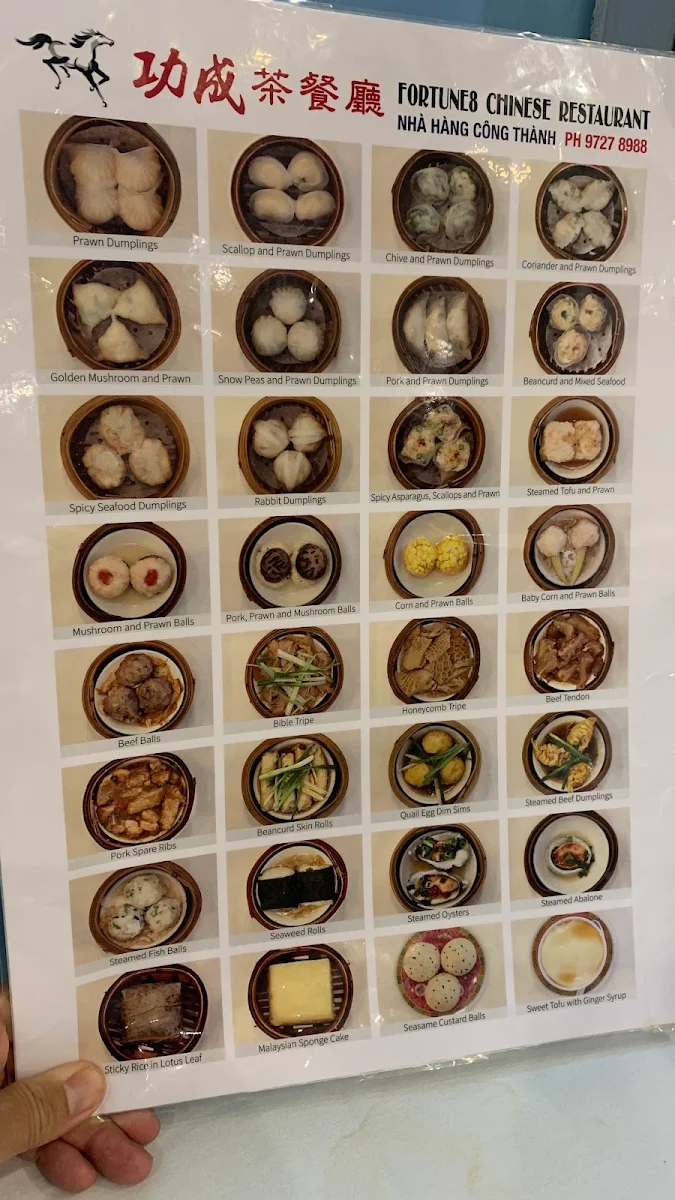 Menu, Fortune8 Chinese Restaurant