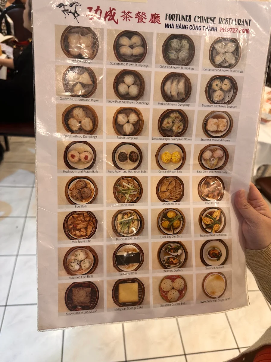 Menu, Fortune8 Chinese Restaurant