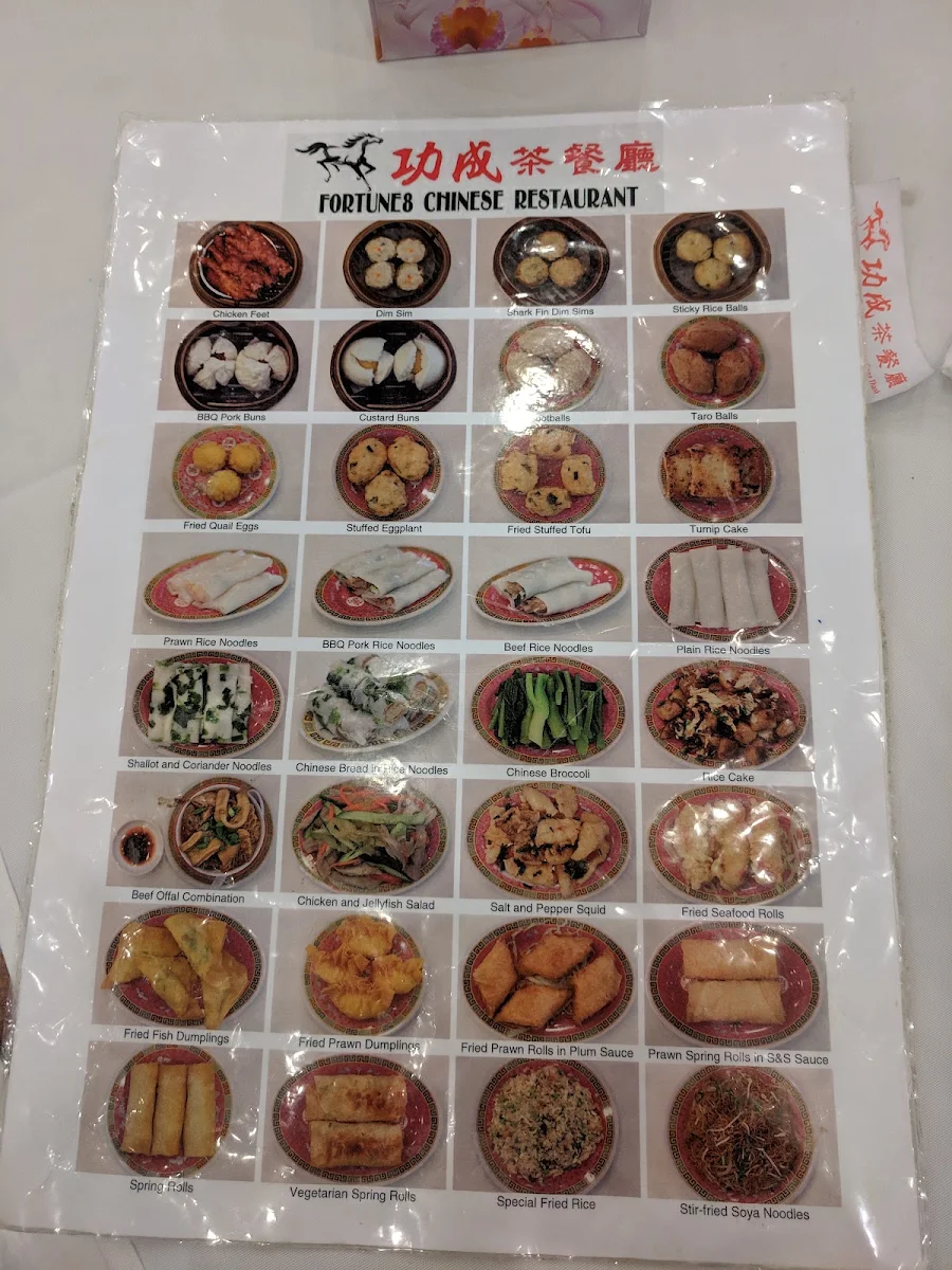 Menu, Fortune8 Chinese Restaurant
