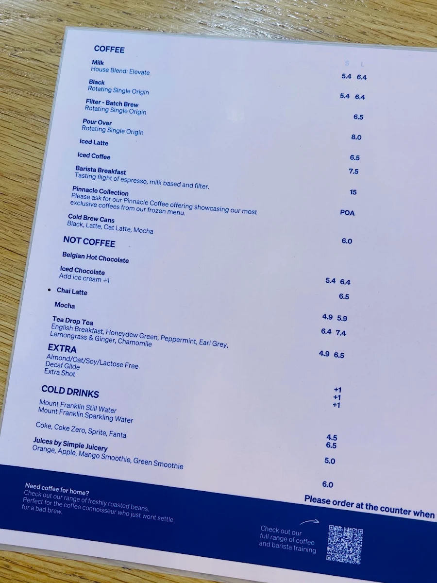 Menu, Veneziano Coffee