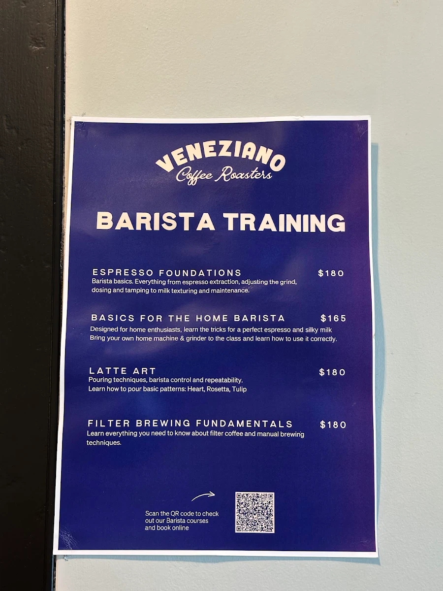 Menu, Veneziano Coffee