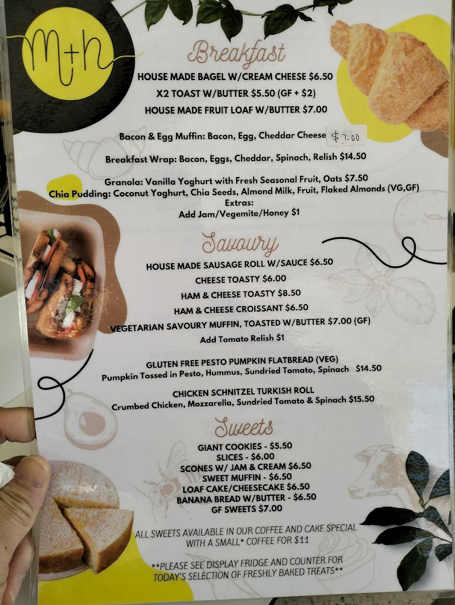 Menu, M&H Cafe