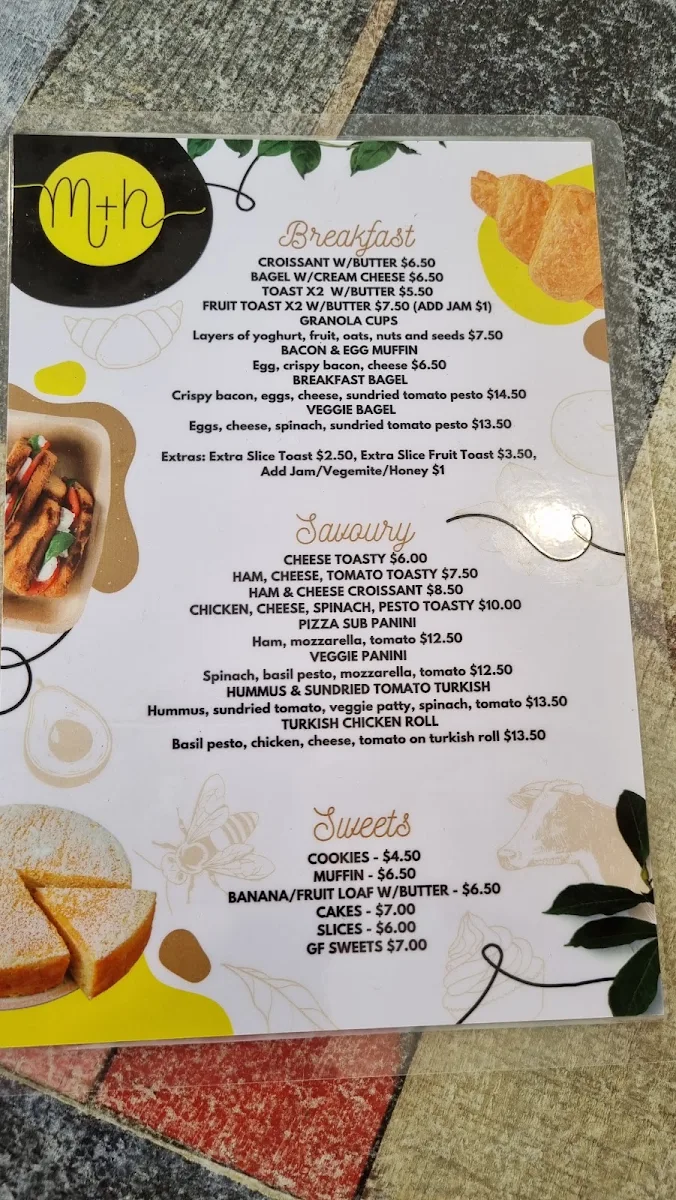 Menu, M&H Cafe