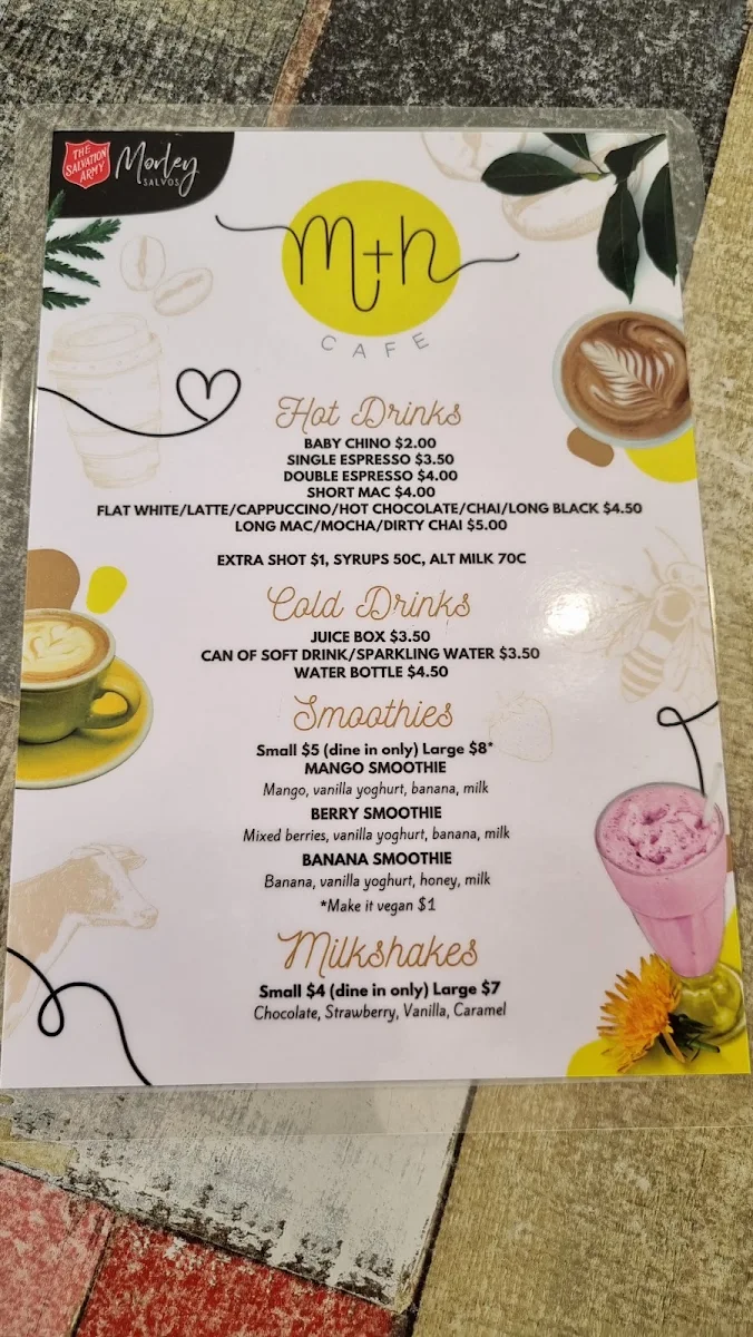 Menu, M&H Cafe