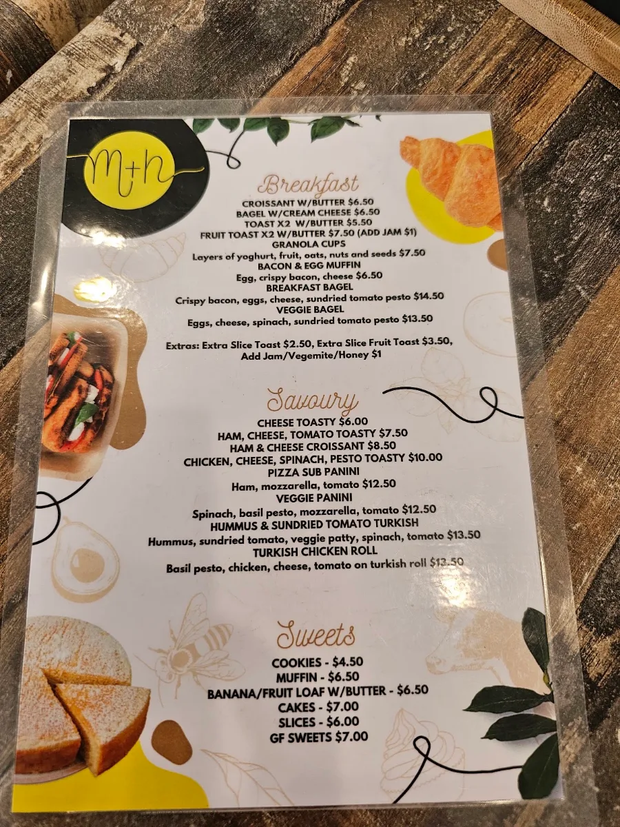 Menu, M&H Cafe