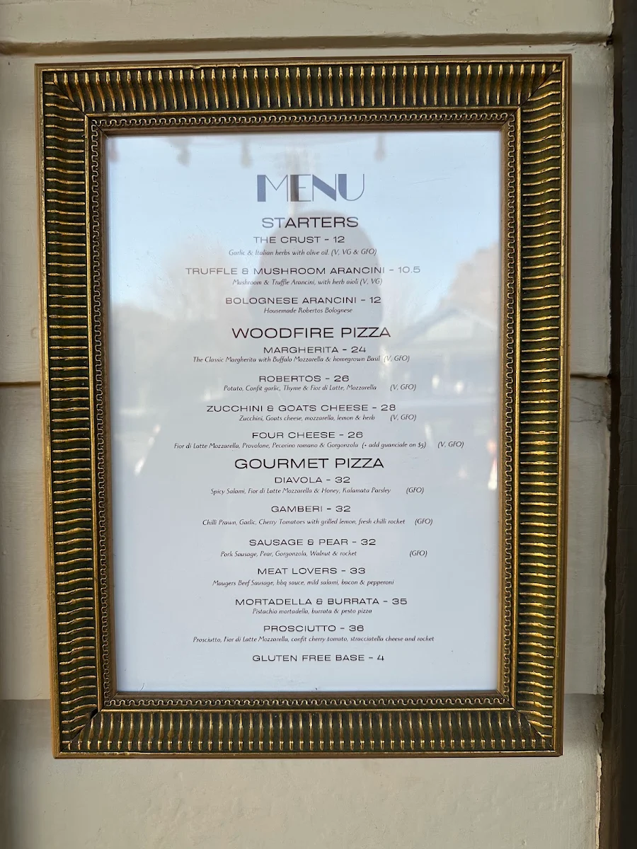 Menu, Robertos Pizzeria