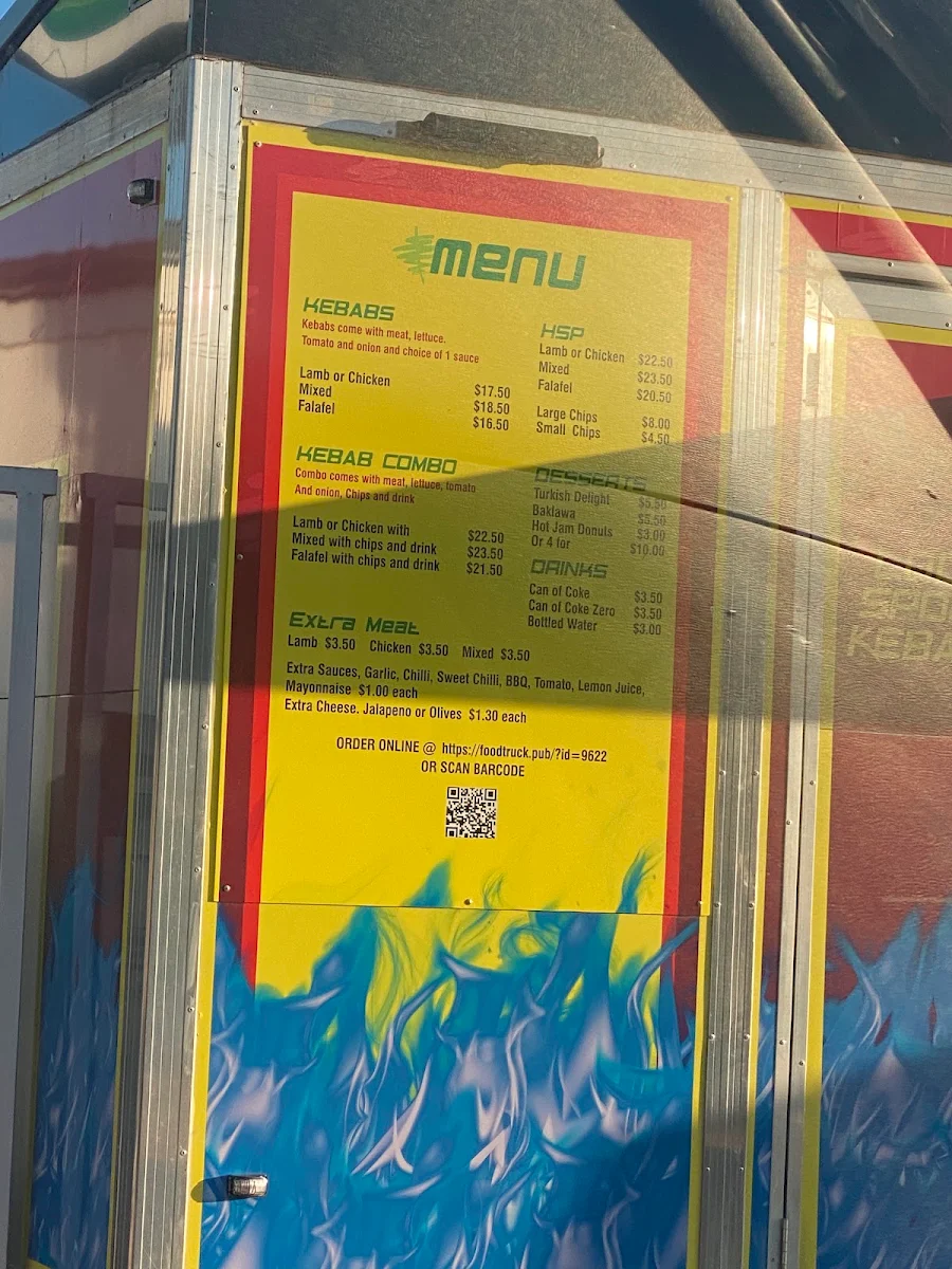 Menu, Loch Sport Kebabs