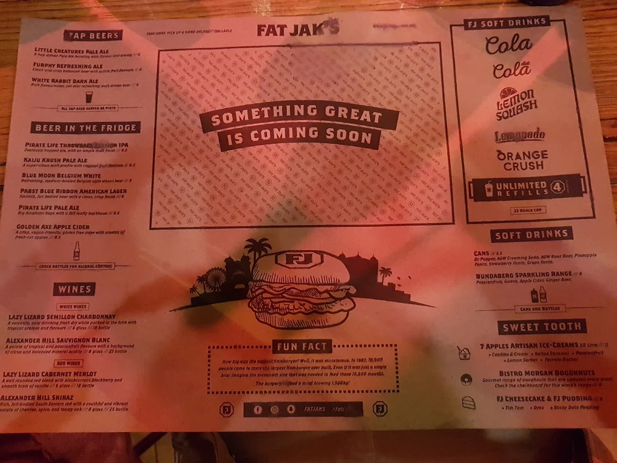Menu, FAT JAK'S / GET CLUCK'D ST. KILDA