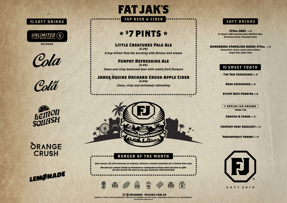 Menu, FAT JAK'S / GET CLUCK'D ST. KILDA
