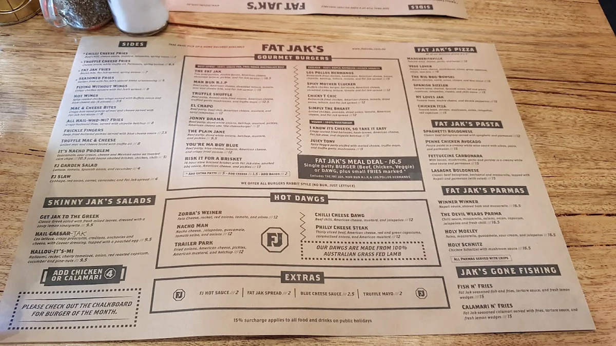 Menu, FAT JAK'S / GET CLUCK'D ST. KILDA