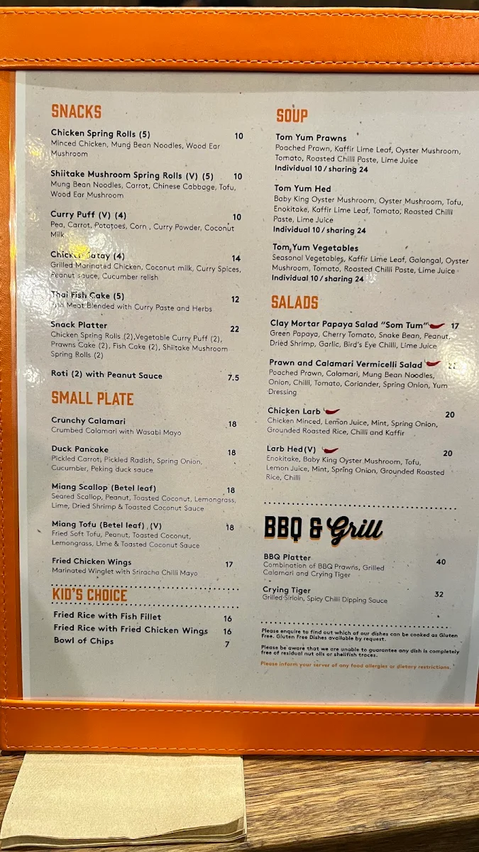 Menu, Eleven Tigers