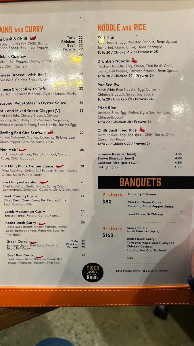 Menu, Eleven Tigers