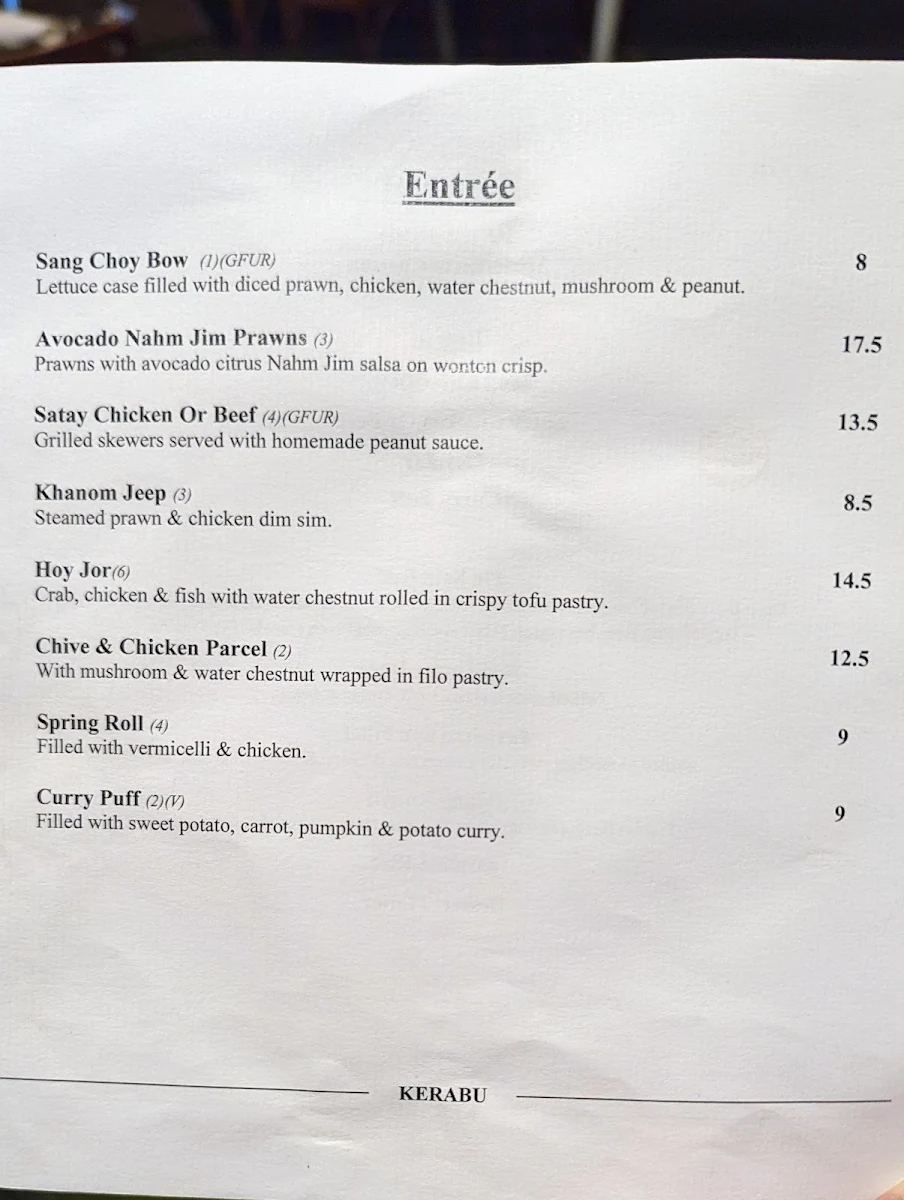 Menu, Kerabu