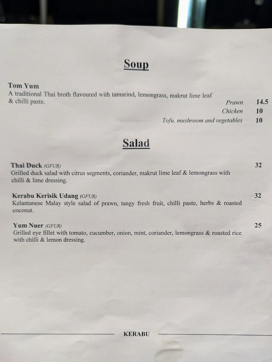 Menu, Kerabu