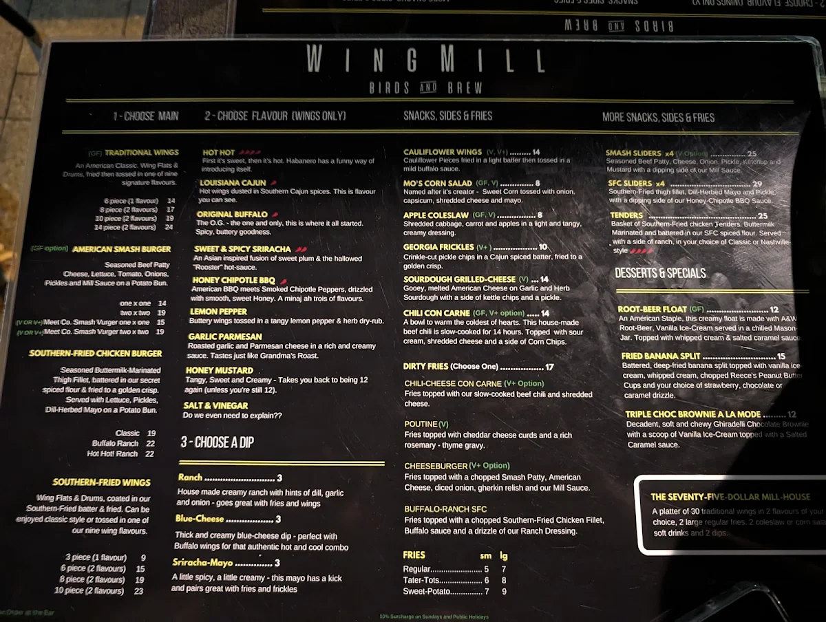 Menu, WingMill