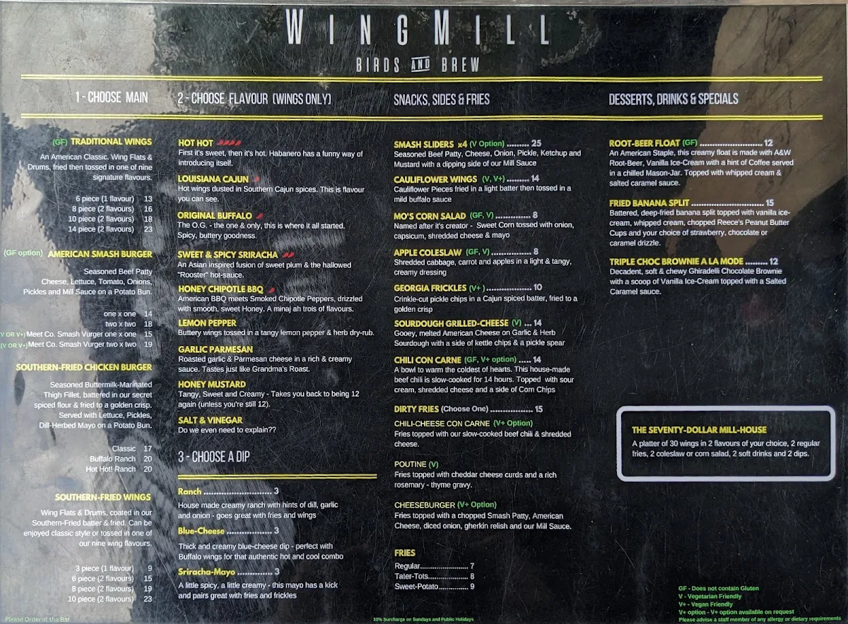 Menu, WingMill