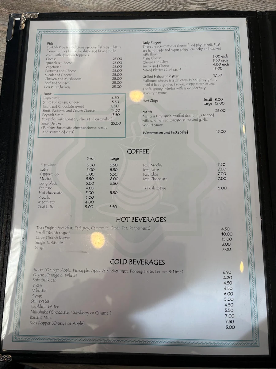 Menu, That Turkish Place