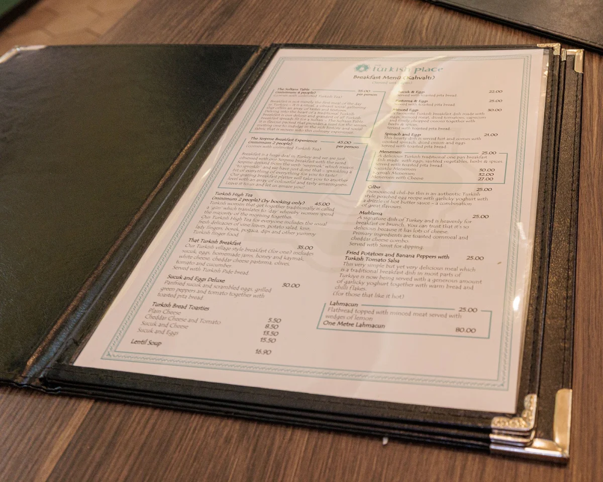 Menu, That Turkish Place