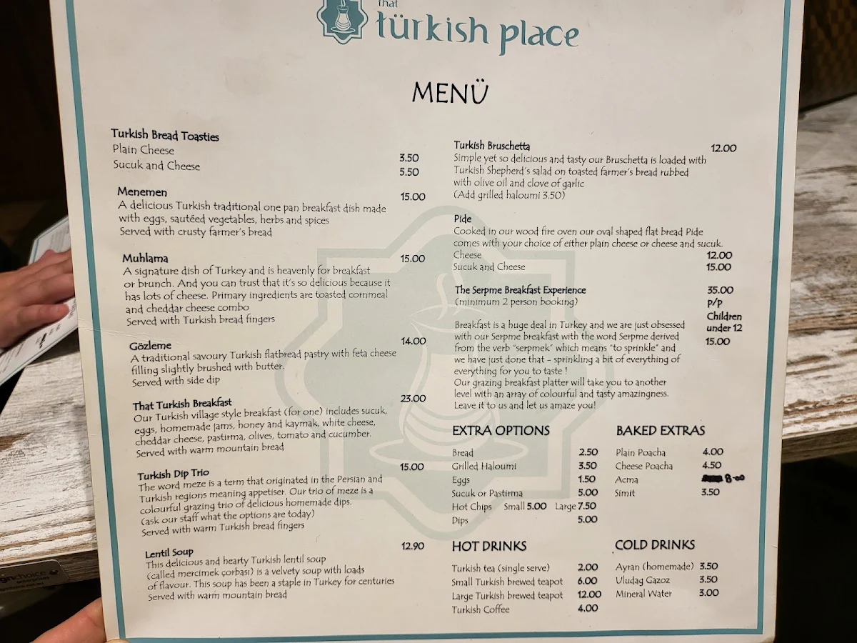 Menu, That Turkish Place