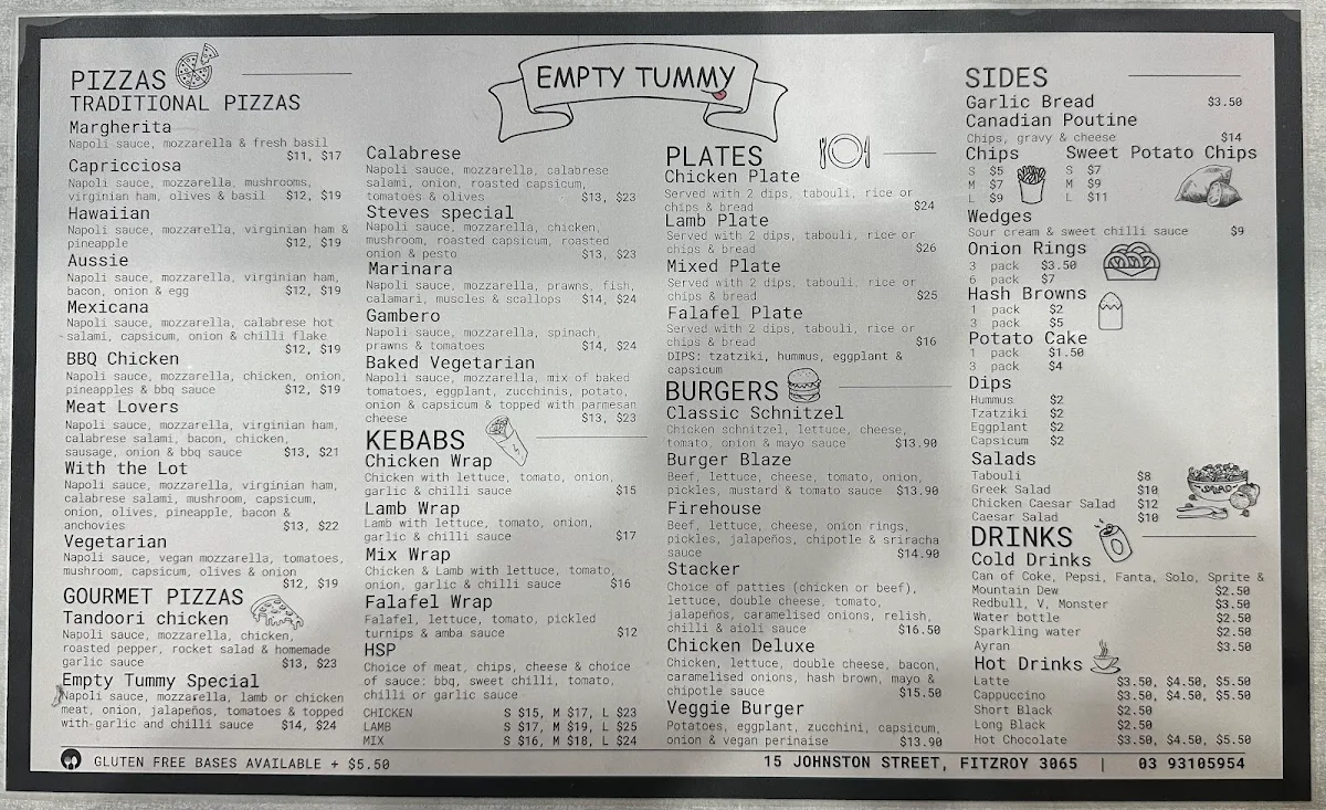 Menu, Empty Tummy