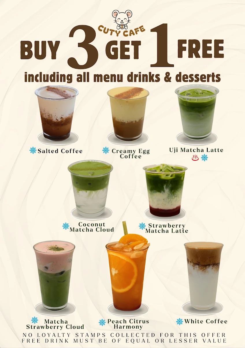 Menu, Cuty Cafe