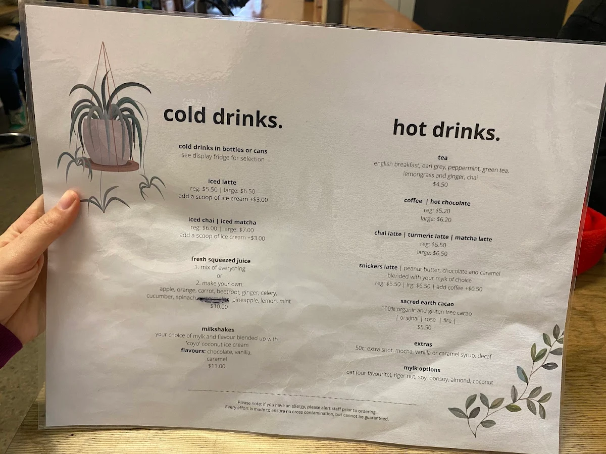 Menu, Hunter Cafe